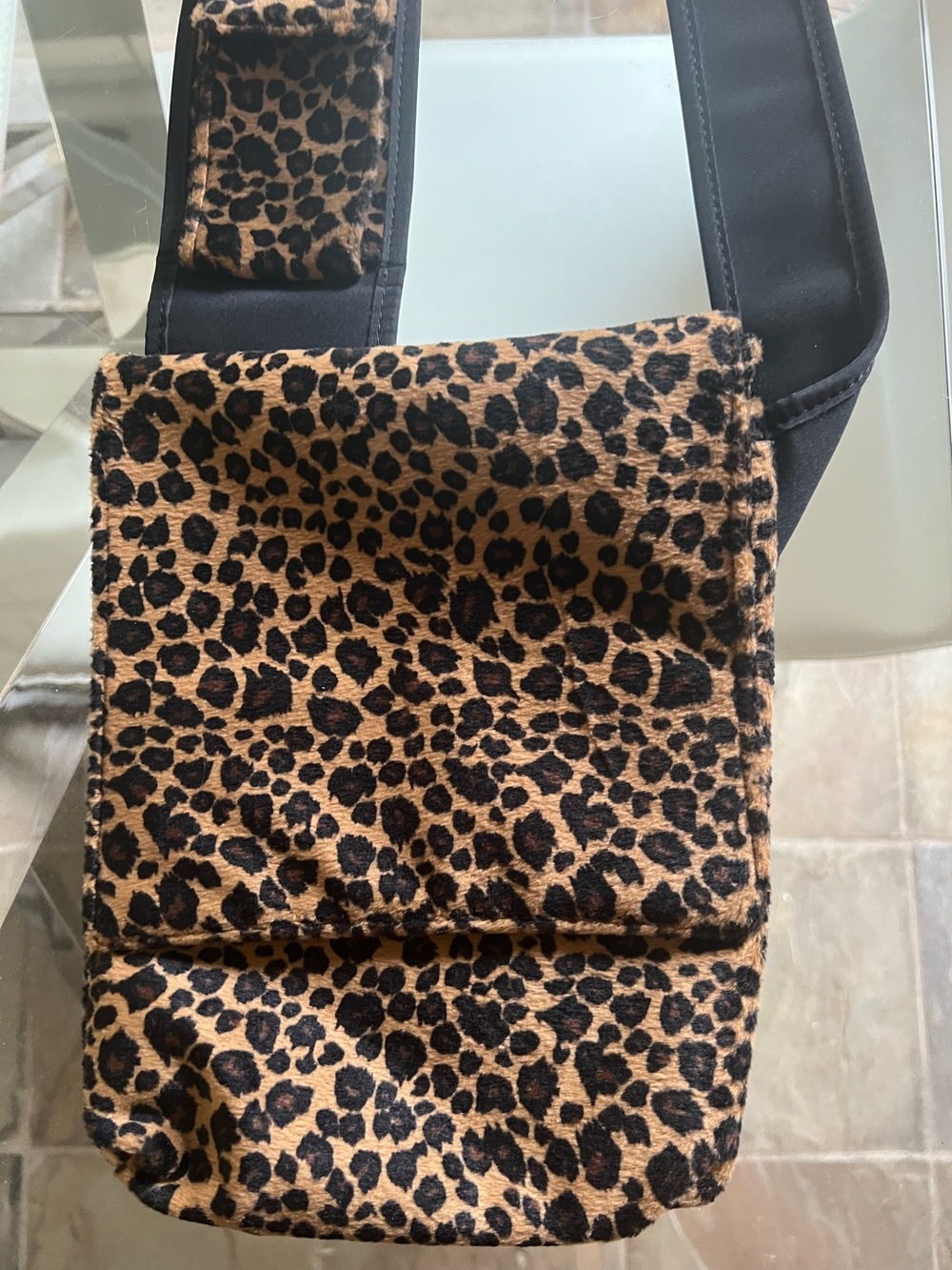 Leopard Print Crossbody Bag in Tan and Black